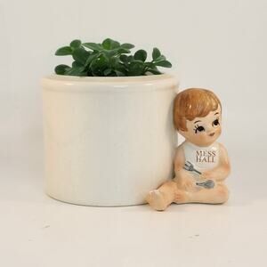 Vintage 1979 Enesco Ceramic Cup or Planter with Adorable "Mess Hall" Baby